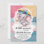 Pink Boho Elephant Girl Baby shower Kaart (Voorkant)