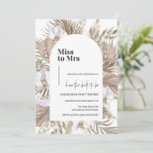 Pink Boho Floral Arch Miss tegen Mrs. Vrijgezellen Kaart (Staand voorkant)