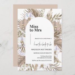 Pink Boho Floral Arch Miss tegen Mrs. Vrijgezellen Kaart