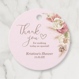 Pink Boho Floral Baby shower Bedankt Bericht Bedankjes Labels