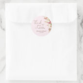 Pink Boho Floral Baby shower Bedankt Bericht Ronde Sticker (Tas)