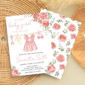 Pink Boho Floral Baby shower Kaart