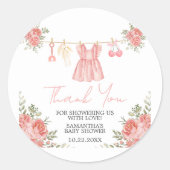 Pink Boho Floral Baby shower Ronde Sticker (Voorkant)