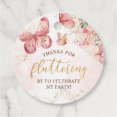 Pink Boho Floral Butterfly Baby shower Bedankjes Labels (Voorkant)