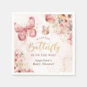 Pink Boho Floral Butterfly Baby shower Servet (Voorkant)