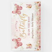 Pink Boho Floral Butterfly Baby shower Spandoek (Verticaal)
