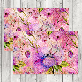 PINK BOHO FLORAL GRUNGE DECOUPAGE TISSUEPAPIER
