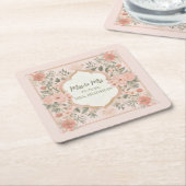 Pink Boho Floral Kartonnen Onderzetters (Schuin)