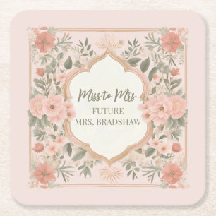 Pink Boho Floral Kartonnen Onderzetters