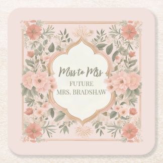 Pink Boho Floral Kartonnen Onderzetters