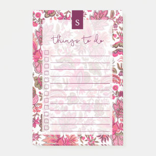 Pink Boho  Floral LUN to Do List Post-it® Notes