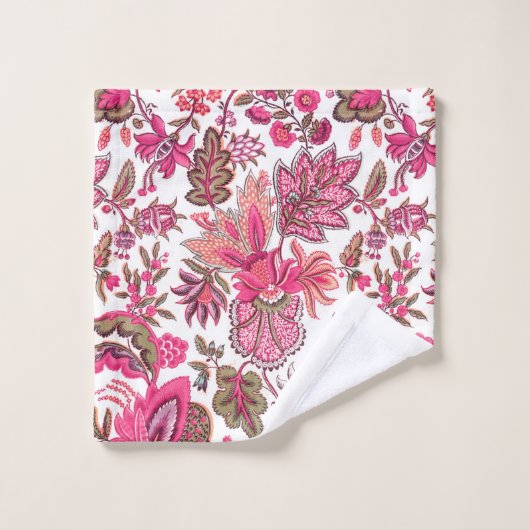 Pink Boho  Floral Monogram Bad Handdoek (Wasdoekje)