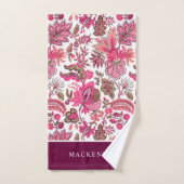 Pink Boho  Floral Monogram Bad Handdoek (Handdoek)