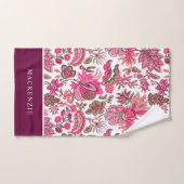 Pink Boho  Floral Monogram Bad Handdoek (Handdoek)