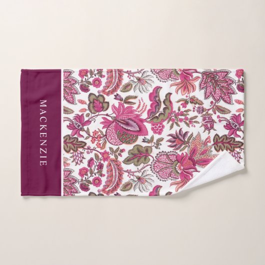 Pink Boho  Floral Monogram Bad Handdoek (Handdoek)