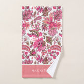 Pink Boho  Floral Monogram Bad Handdoek (Handdoek)
