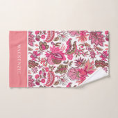 Pink Boho  Floral Monogram Bad Handdoek (Handdoek)