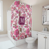 Pink Boho  Floral Monogram Douchegordijn (In situ)