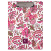 Pink Boho  Floral Monogram Klembord (Voorkant)