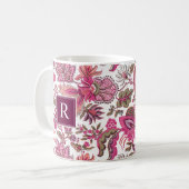 Pink Boho  Floral Monogram Koffiemok (Voorkant links)