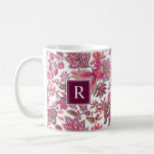 Pink Boho  Floral Monogram Koffiemok (Links)