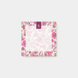 Pink Boho  Floral Monogram Post-it® Notes