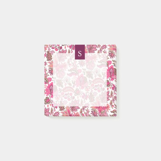 Pink Boho  Floral Monogram Post-it® Notes (Voorkant)