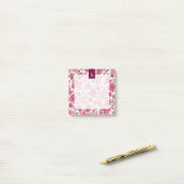 Pink Boho  Floral Monogram Post-it® Notes (Op bureau)