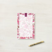Pink Boho  Floral Monogram Post-it® Notes (Op bureau)