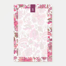 Pink Boho  Floral Monogram Post-it® Notes