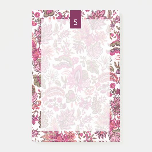 Pink Boho  Floral Monogram Post-it® Notes (Voorkant)
