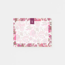 Pink Boho  Floral Monogram Post-it® Notes