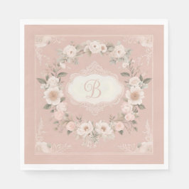 Pink Boho Floral Monogram Servet