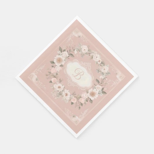 Pink Boho Floral Monogram Servet (Hoek)