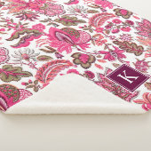 Pink Boho  Floral Monogram Sherpa Deken (3/4)