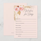 Pink boho floral pampas grassen wil meisje advieskaart (Voorkant / Achterkant)