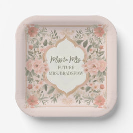 Pink Boho Floral Papieren Bordje