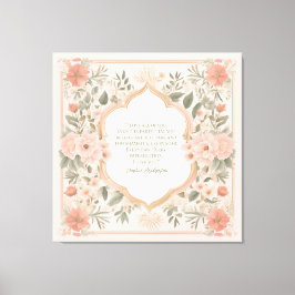 Pink Boho Floral Romantisch Citaat Canvas Afdruk