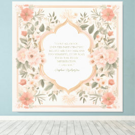 Pink Boho Floral Romantisch Citaat Canvas Afdruk