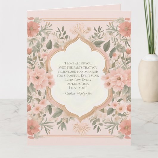 Pink Boho Floral Romantisch Citaat Kaart (Voorkant)