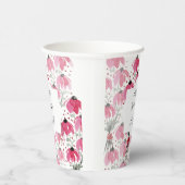 Pink Boho Floral Waterverf Art Papieren Bekers (Rechts)