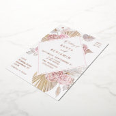 Pink Boho Floral Wedding Folie Uitnodiging (Gedraaid)