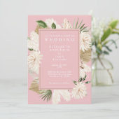 Pink Boho Floral Wedding Kaart (Staand voorkant)
