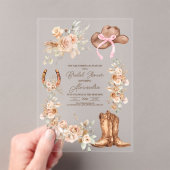 Pink Boho Floral Western Vrijgezellenfeest Acryl Uitnodigingen (Insitu (Draagbaar))