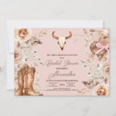 Pink Boho Floral Western Vrijgezellenfeest Kaart (Voorkant)
