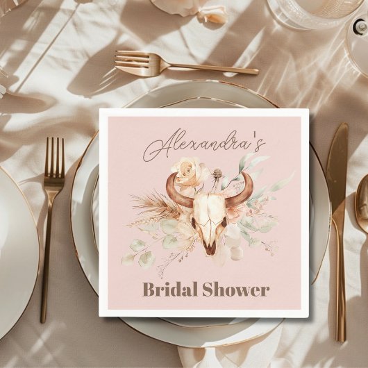 Pink Boho Floral Western Vrijgezellenfeest Servet