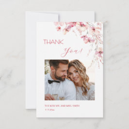Pink Boho  Flowers Thank You Card Bedankkaart