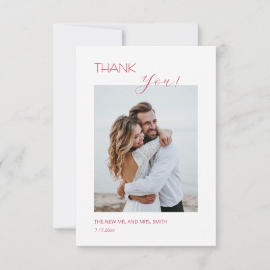 Pink Boho  Flowers Thank You Card Bedankkaart (Voorkant)