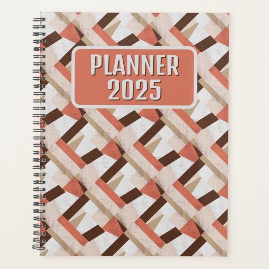 Pink Boho Geometric Abstrac Customizable Planner (Voorkant)