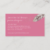 Pink Boho Hand Drawn Angel Bird Feather Visitekaartje (Achterkant)